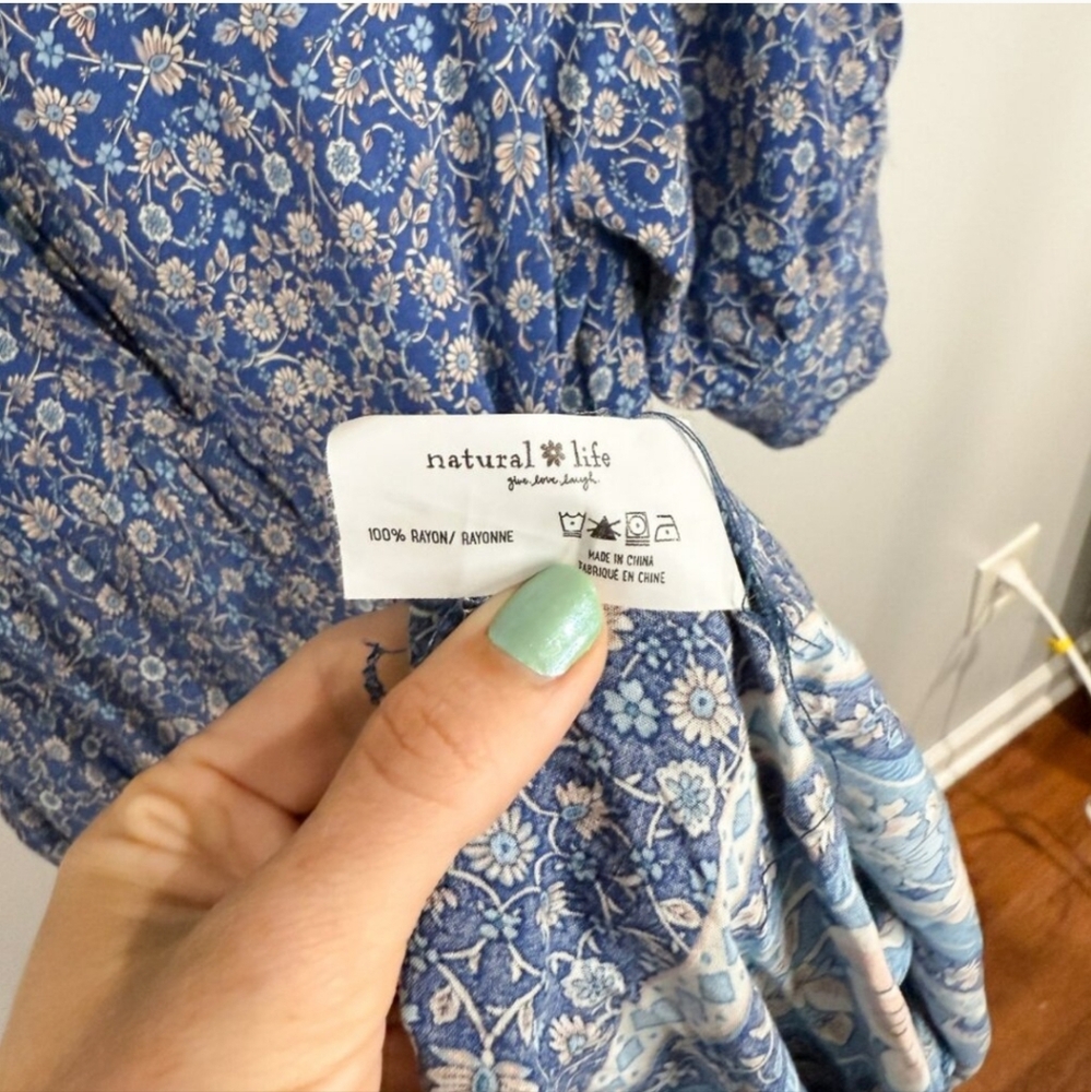 Natural Life Rebecca Midi Dress Blue Boho Cottagecore Style | Size M - Picture 7 of 7